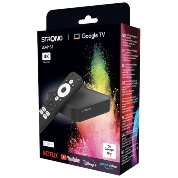 STRONG LEAP-S3+ v2 Google TV Box 4K UHD LAN/WiFi +USB * Blanc