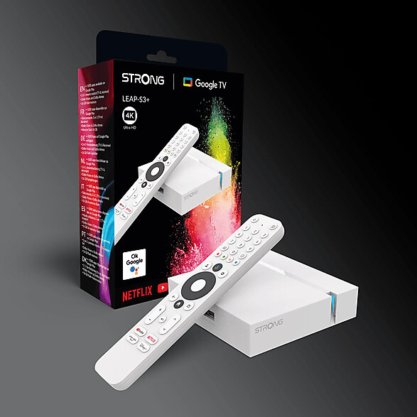 STRONG LEAP-S3+ v2 Google TV Box 4K UHD LAN/WiFi +USB * Blanc