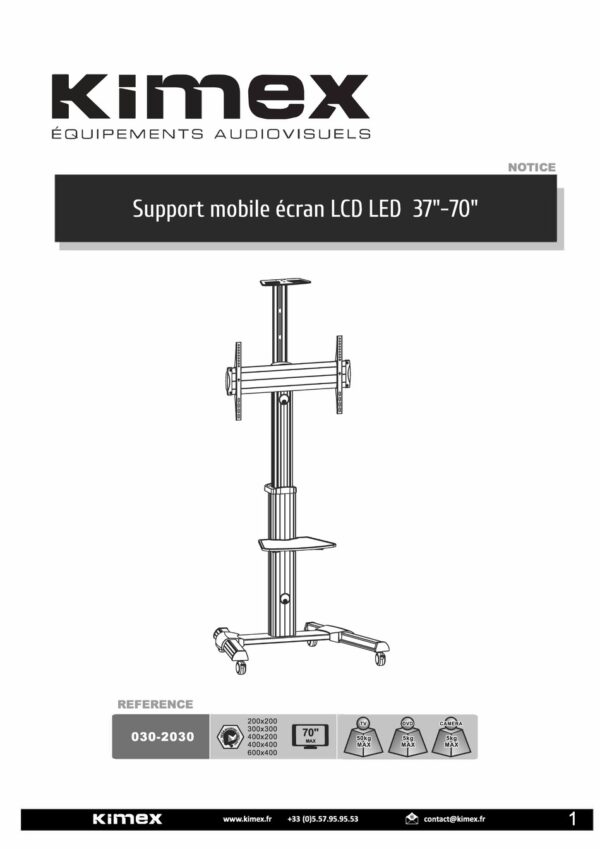 KIMEX SUPPORT MURAL pour VIDEOPROJ. courte focale 46-60cm * 051-1003
