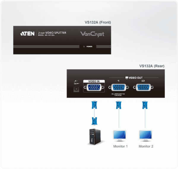 ATEN VS132A SPLITTER VGA 2 SORTIES 450MHz * 051330