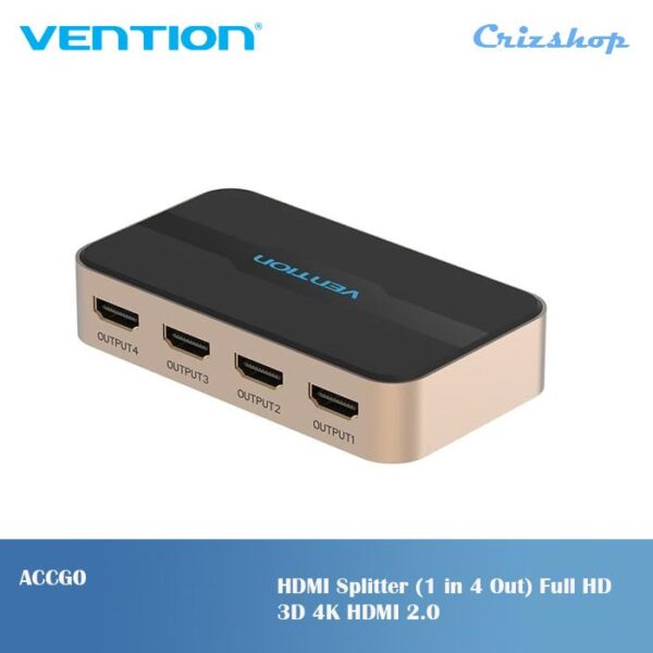 Splitter HDMI 4K Vention 4 ports (Noir/Or) - ACCG0-EU