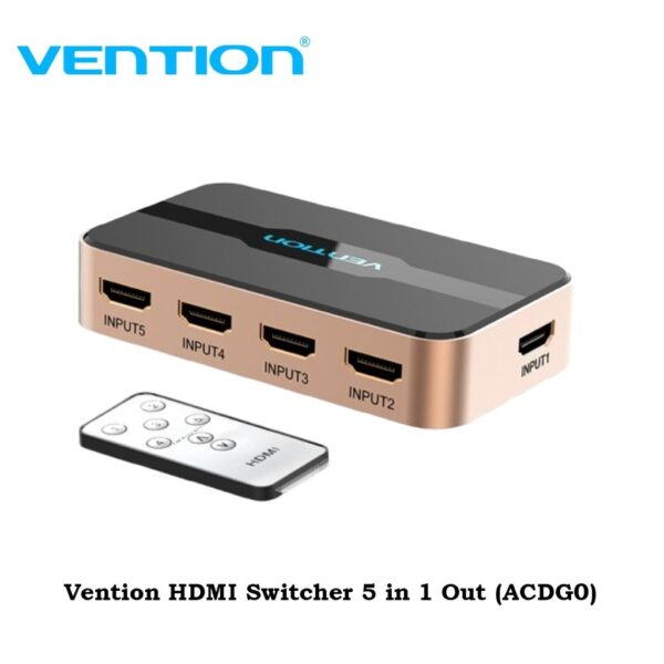Switch HDMI Vention 5 ports (5 entrées / 1 sortie) (Noir/Or) - ACDG0