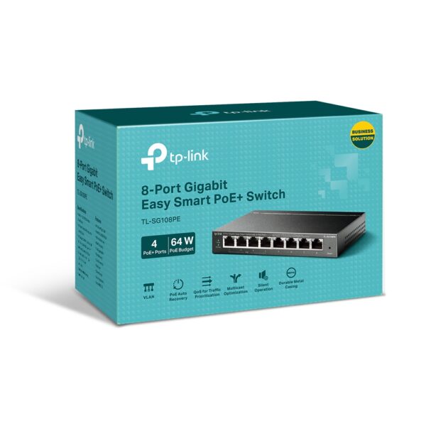TP-LINK TL-SG108PE * SWITCH 8 ports GbLAN dont 4xPoE (55W) EasySmart