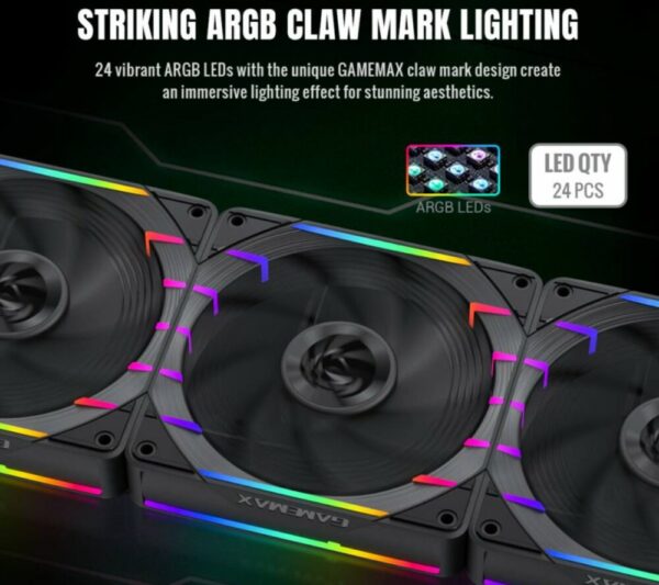 VENTILATEUR GameMAX Tornado T12 ARGB-W 120mm +PWM Blanc