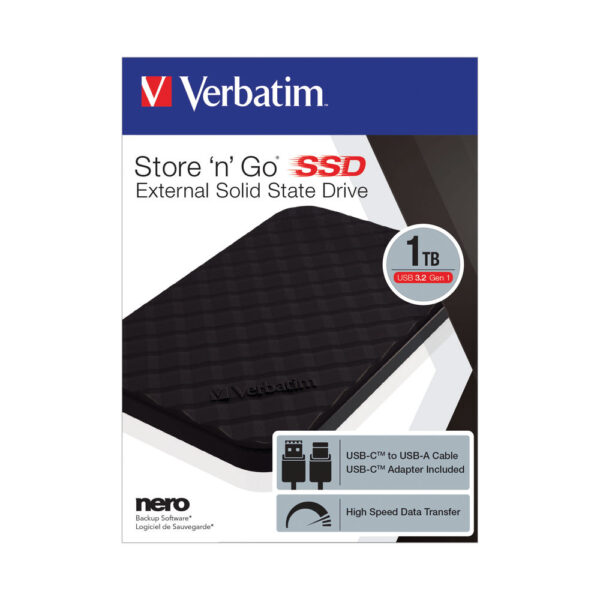 1TO Disque SSD externe VERBATIM Store'N'Go USB-C / USB 3