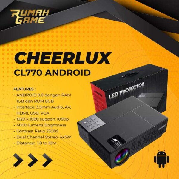 VIDEOPROJ. CHEERLUX CL770 Projecteur FHD 650lu WiFi6 HDMI/AV Android