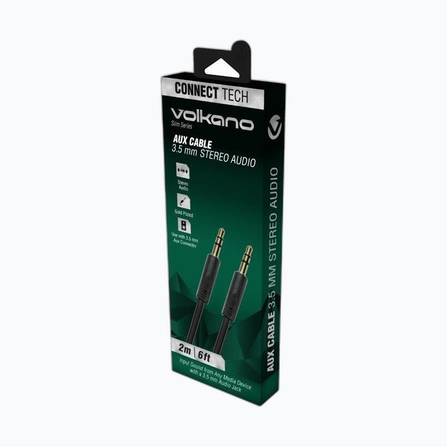 VOLKANO CAB348-BK - CABLE AUDIO JACK M/M 3.5mm 2M * Noir