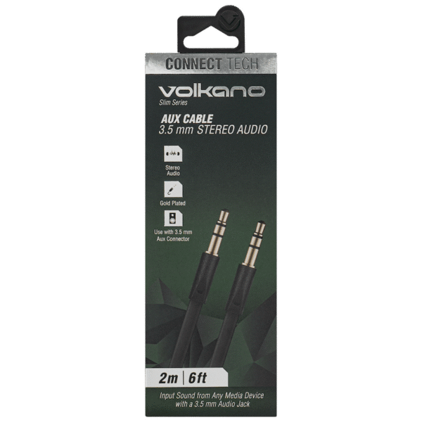 VOLKANO CAB348-BK - CABLE AUDIO JACK M/M 3.5mm 2M * Noir