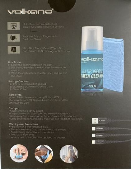 VOLKANO IC-BUN-3 VALUE Combo Bundle Kit Nettoyage+Câble charge 3-en-1