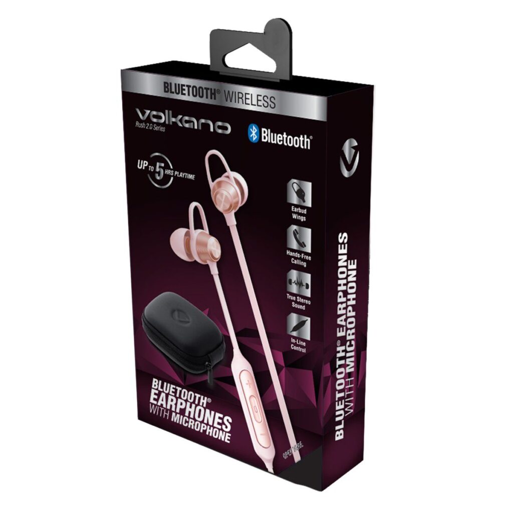 VOLKANO VK-1106-PK Rush ECOUTEURS INTRA Sport Bluetooth +Etui ROSE