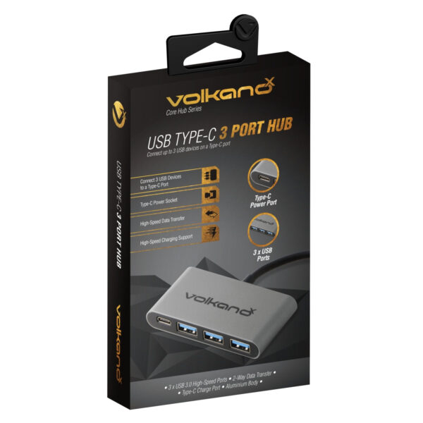 VOLKANO VK-20058-BK HUB USB-C vers 3x USB3.0 +Charge USB-C