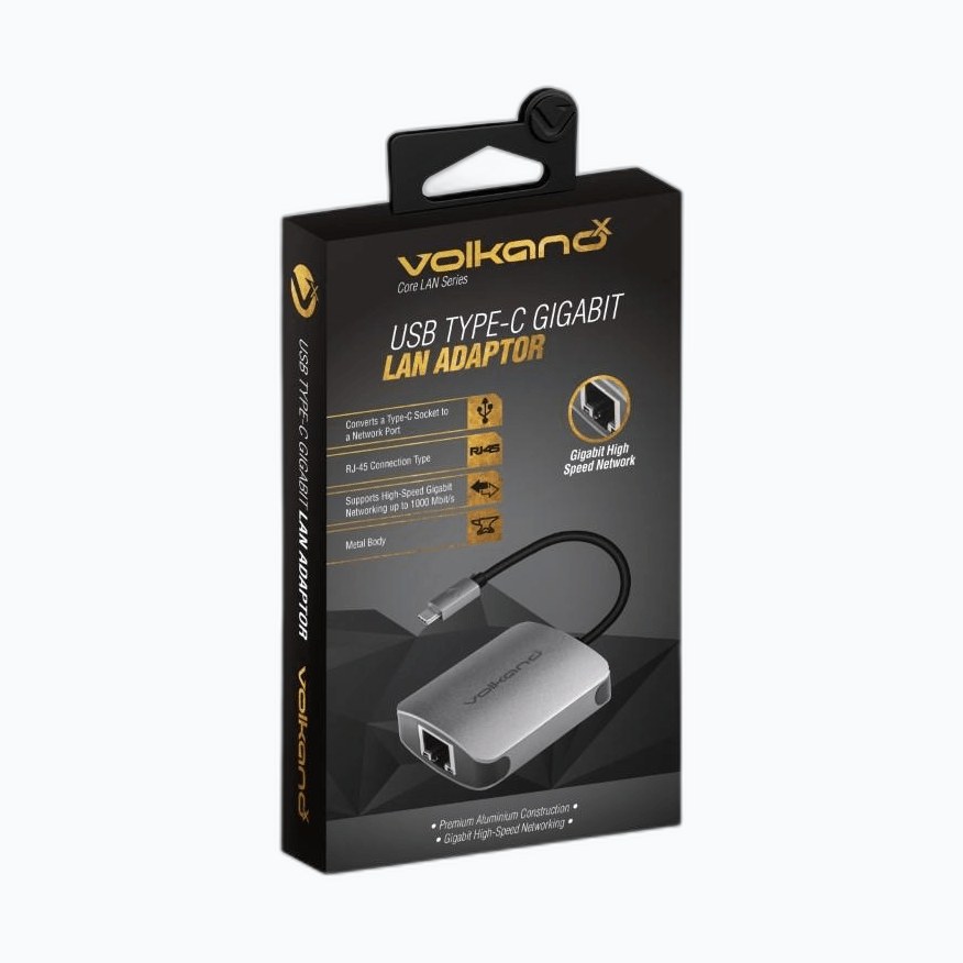 VOLKANO VK-20062-CH ADAPTATEUR USB-C (M) vers Gigabit LAN *Charcoal