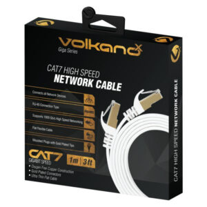 VOLKANO VK-20064-WT GIGA CABLE RESEAU RJ45 CAT.7 PLAT * 3M BLANC