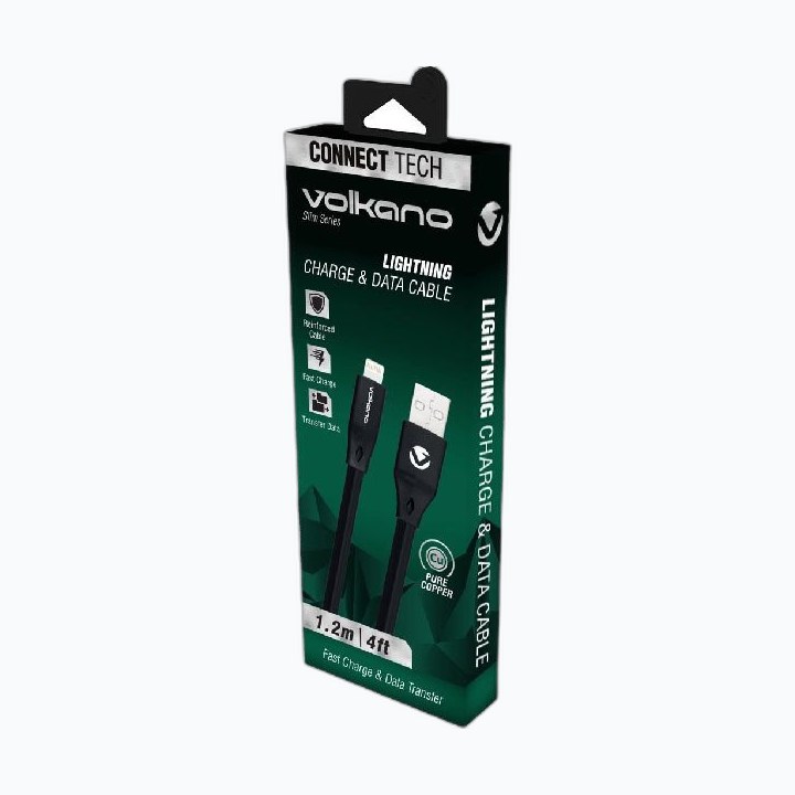 VOLKANO VK-20084-BK SLIM Series Cable Lightning Plat 1,20m BLACK