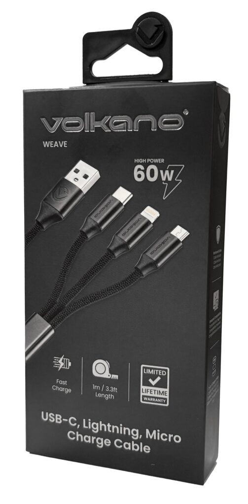 VOLKANO VK 20111 - CABLE 3-en-1 USB vers MicroUSB/USB-C/Lightning