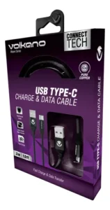 VOLKANO VK-20145-BK WEAVE Series Cable USB > USB-C Tressé 3,0m * NOIR