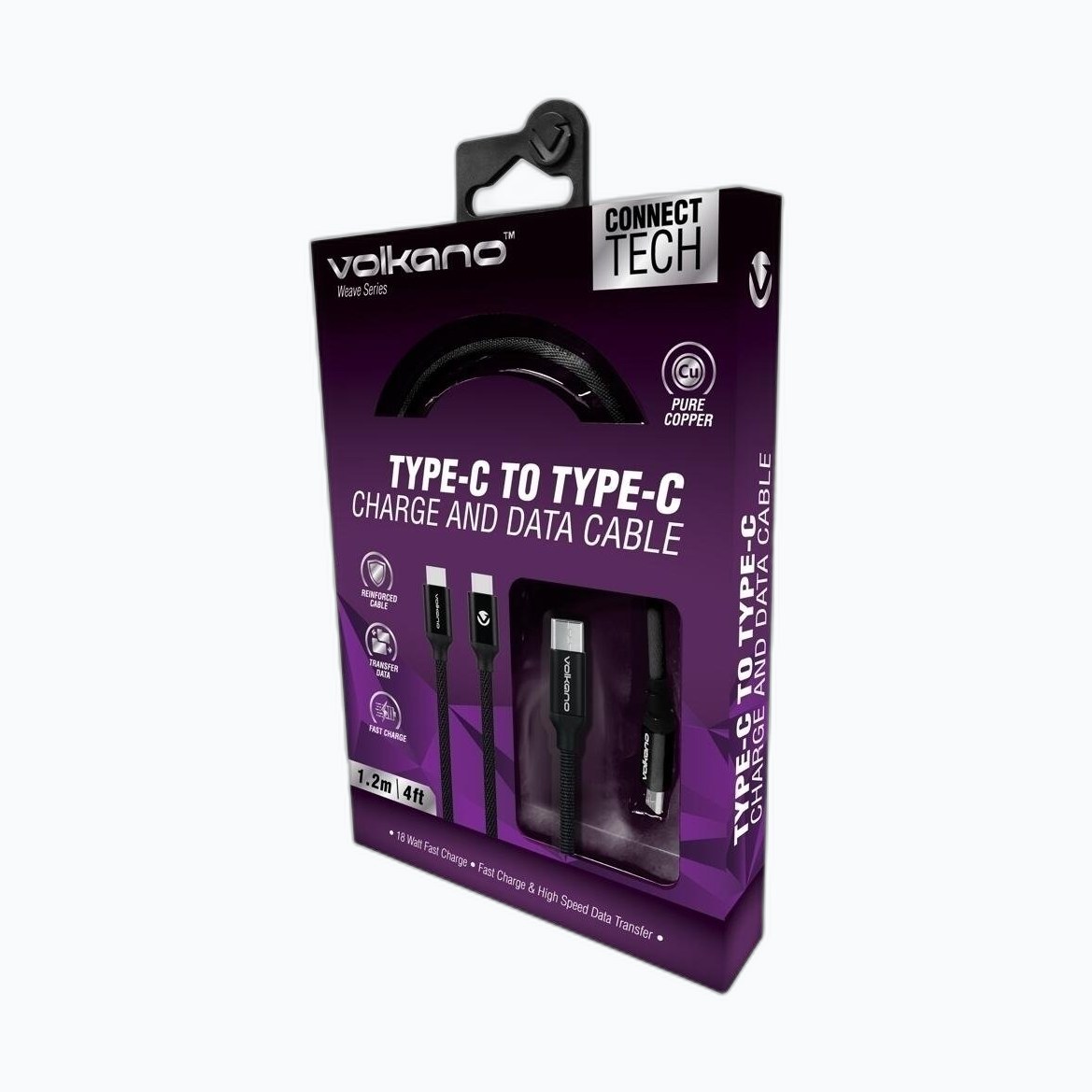 VOLKANO VK-20167-BK WEAVE Series USB-C (M/M) 1,2m 18W * Noir