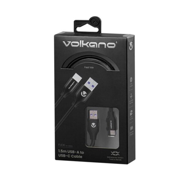 VOLKANO VK-20263 WT Câble rFlexi Series USB to Type-C 1.5M 30W- Black