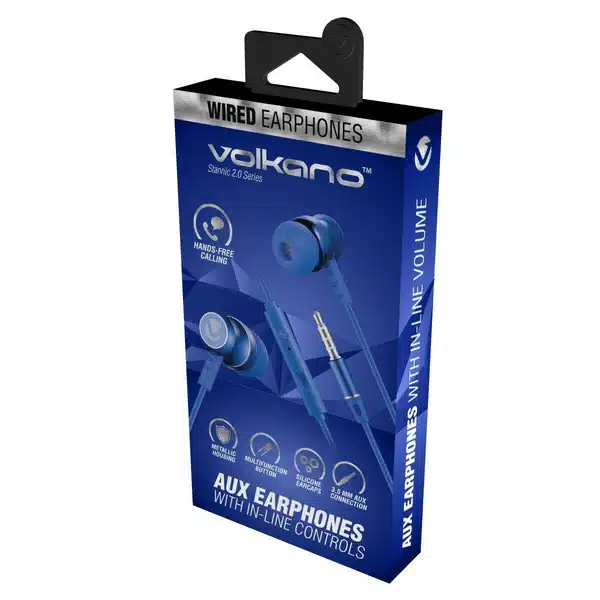 VOLKANO VSN202-WHT V2 STANNIC ECOUTEURS filaires INTRA +Micro * BLANC