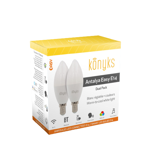 KONYKS ANTALYA E14-Lot 2 Ampoules E14 WiFi Bth RGB Blanc réglable 5W