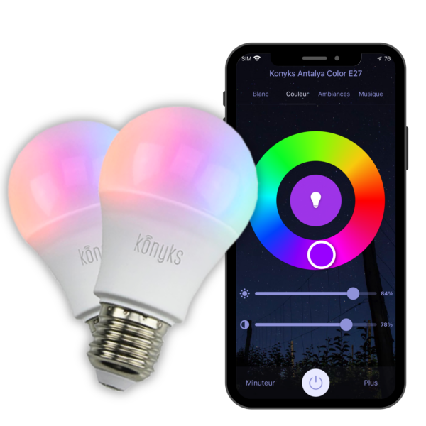 KONYKS ANTALYA COLOR E27-Ampoule E27 Wi-Fi + Bth, 11W, RGB+CCT