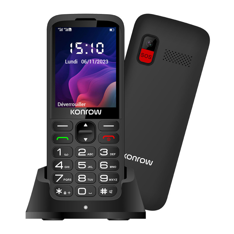 KONROW SENIOR 280 NEXT 4G DS 2,8 Bluetooth +Dock de charge * Noir