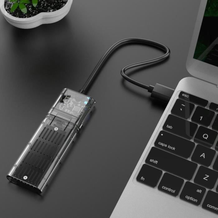 BOITIER EXT. USB3 pour SSD M.2 Dual (NVMe/NGFF) Transparent * 924625