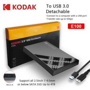 KODAK E100 Boitier EXT. USB3.0 pour HDD/SSD 2,5 SATA * EKACE100