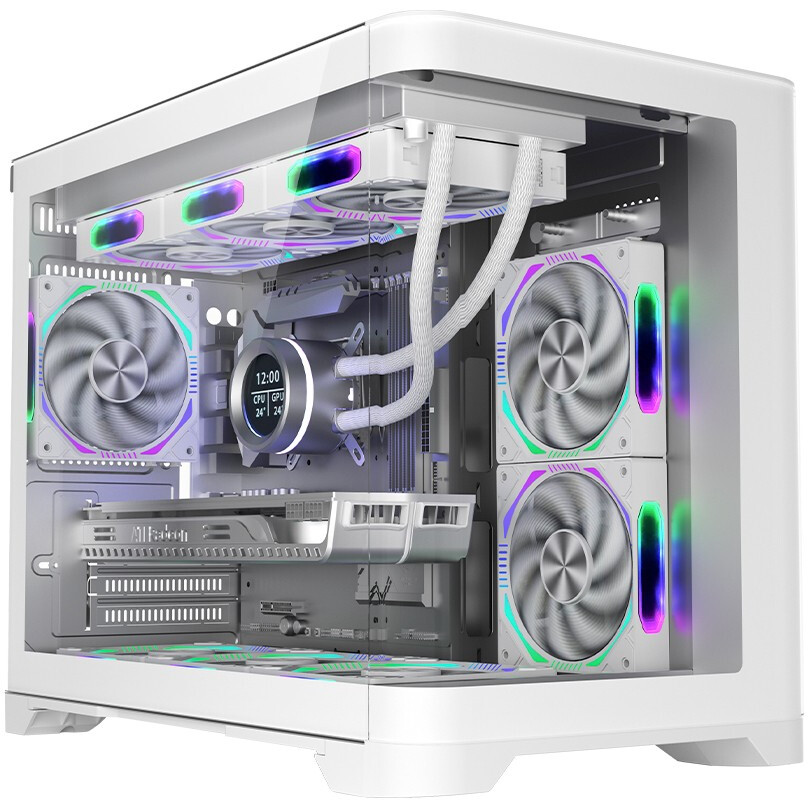BT Mini Micro ATX 1stPlayer UView 6 RGB - vitrés (Blanc) * UV6-WH-2