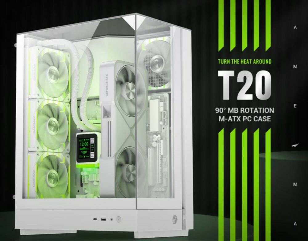 BOITIER GameMAX T20 Gaming MT/sans ALIM./M-ATX * White