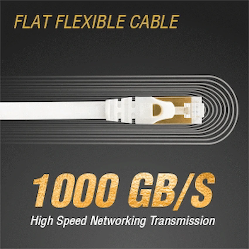 VOLKANO VK-20065-WT GIGA CABLE RESEAU RJ45 CAT.7 PLAT * 5M BLANC
