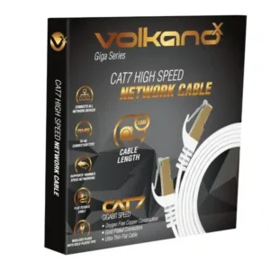 VOLKANO VK-20066-WT GIGA CABLE RESEAU RJ45 CAT.7 PLAT * 10M BLANC