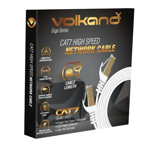 VOLKANO VK-20067-WT GIGA CABLE RESEAU RJ45 CAT 7 PLAT * 25M BLANC