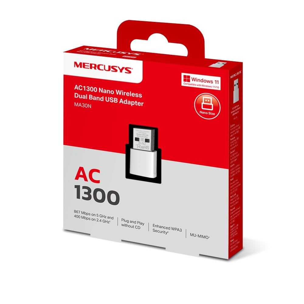 MERCUSYS MA30N Clé USB WiFi AC1300 Dual band Nano