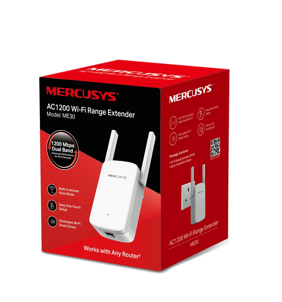 MERCUSYS-ME30 Répéteur Dual Band WiFi Range Extender AC1200 1200Mbps