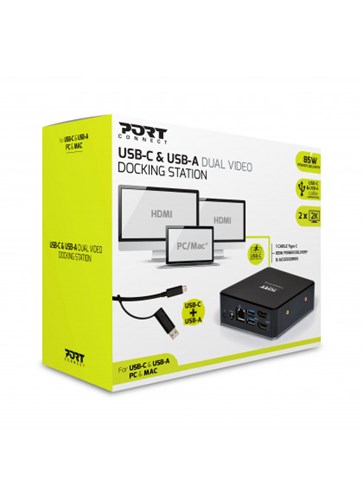 Station d'accueil PORT Designs Universal Office 2x2K USB-C bureau double écran